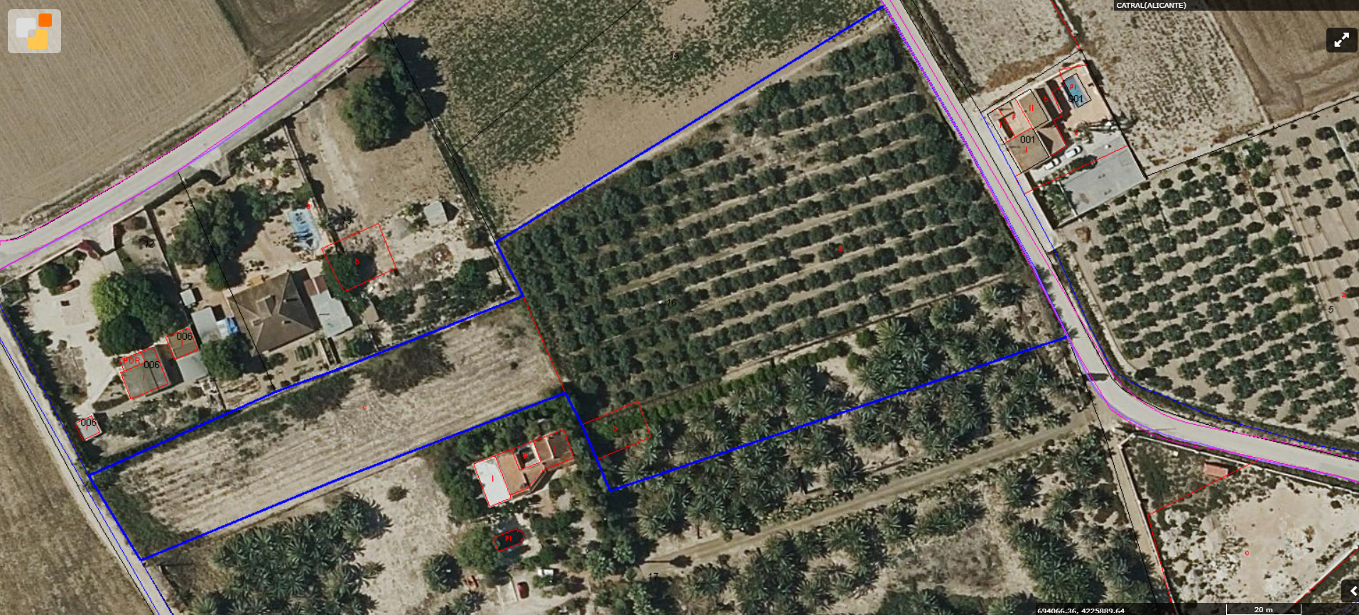 Land parcel plan for The Catral Villa project in Catral, Alicante.