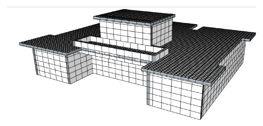 3D illustration of the ISB building system showing thermal insulation layers.